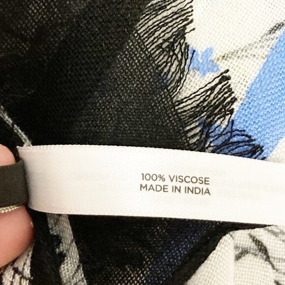 Talbots Floral and Stripes 100% Viscose Fringed Scarf - Picture 6 of 7